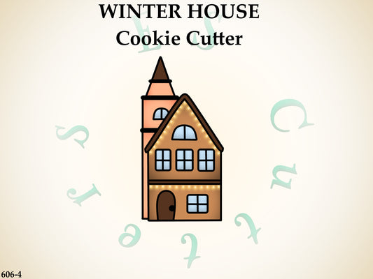 606-4* Winter house cookie cutter