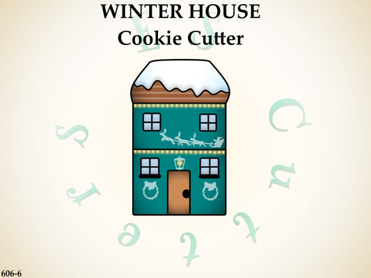 606-6* Winter house cookie cutter