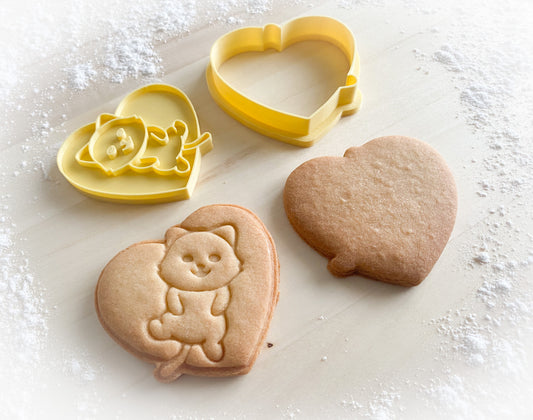 230* Cat with heart Cookie cutter and stamp