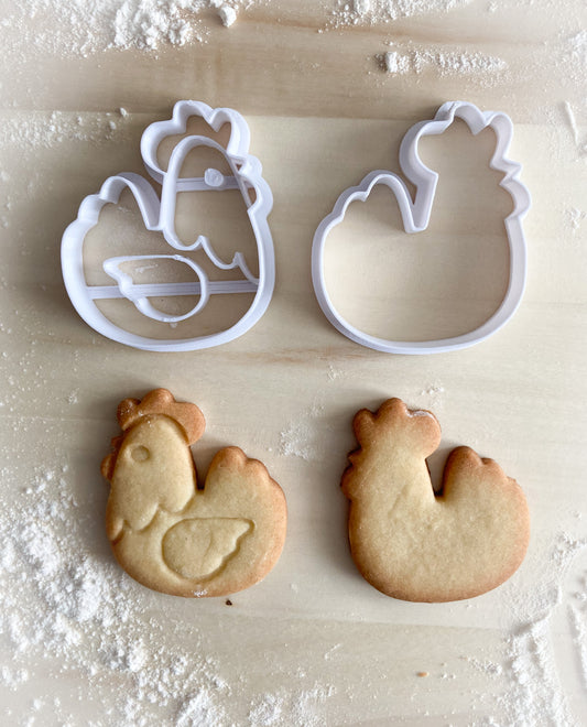 011* Chicken Cookie cutter and stamp