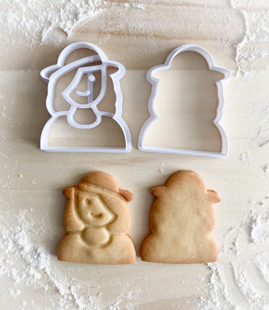 016* Farmer girl Cookie cutter and stamp