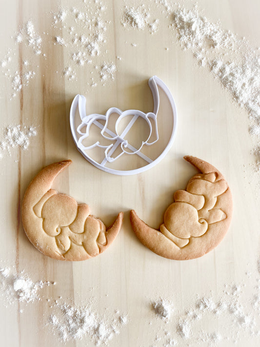 043* Elephant on moon Cookie cutter and stamp