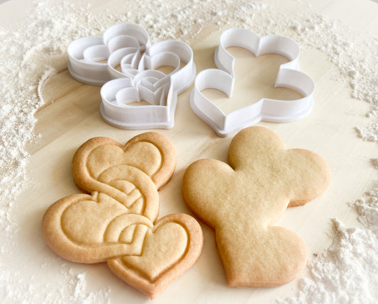 096* 3 conected hearts Cookie cutter and stamp