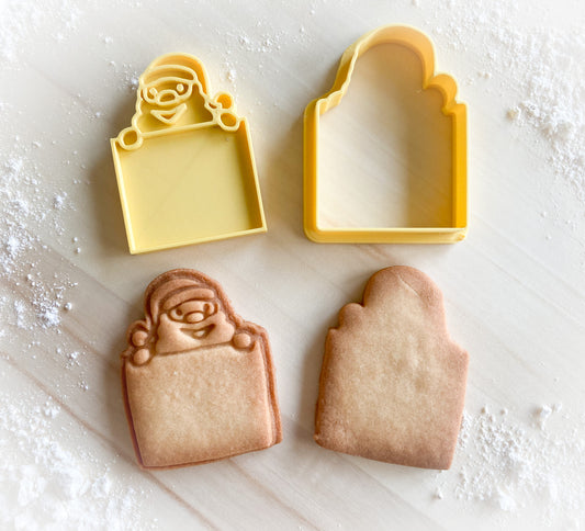 202* Santa with sign Cookie cutter and stamp