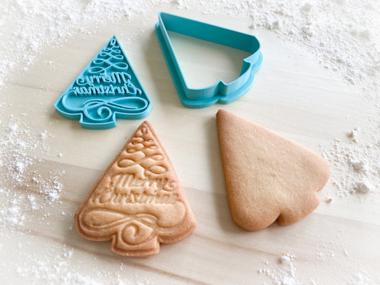 209* Christmas tree with lettering Cookie cutter and stamp