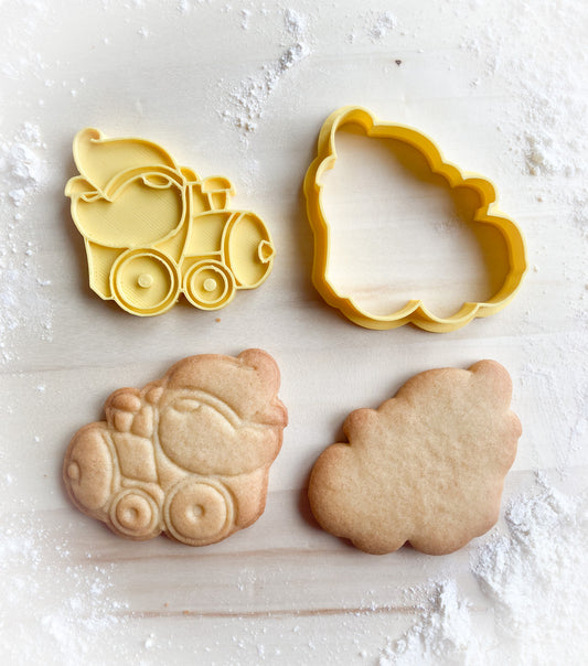 336* Easter train with gnome Cookie cutter and stamp