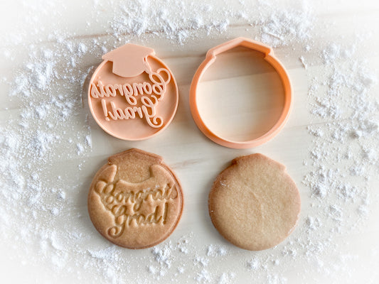 398* Congrats Grad lettering Cookie cutter and stamp