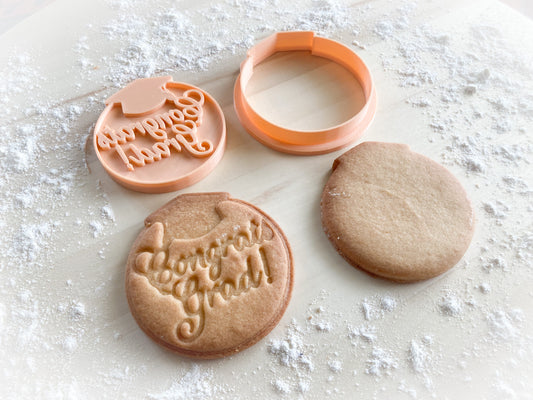 398* Congrats Grad lettering Cookie cutter and stamp