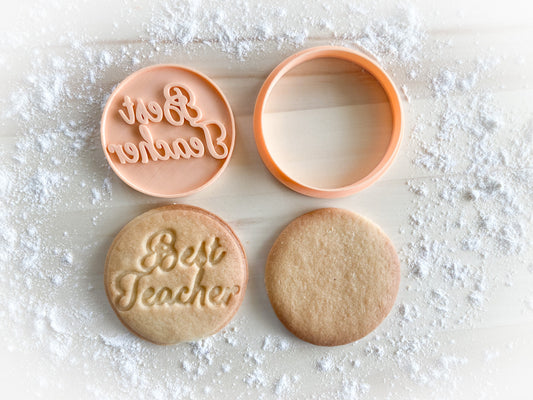 400* Best teacher lettering Cookie cutter and stamp