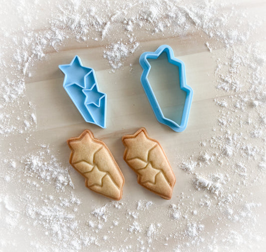 395* Two stars Cookie cutter and stamp