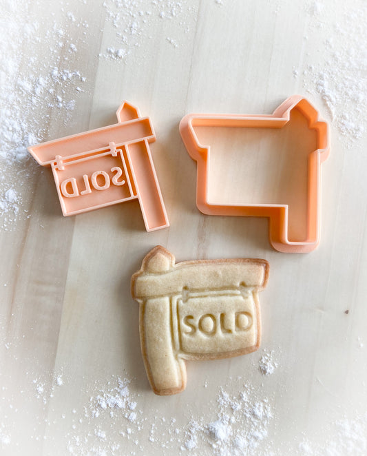530* SOLD sign Cookie cutter and stamp