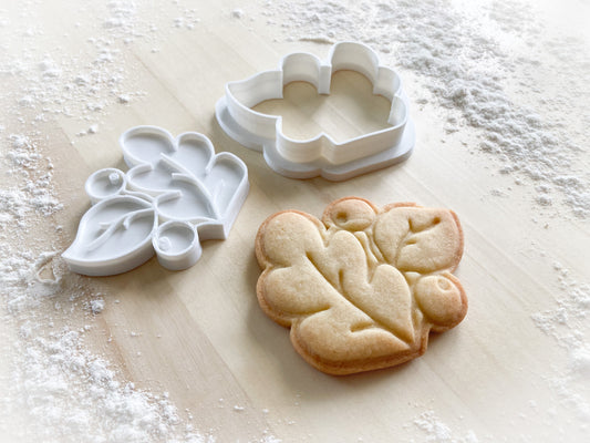 528* Leaf with berries Cookie cutter and stamp