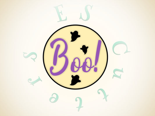 540* Boo lettering with ghosts Cookie cutter and stamp